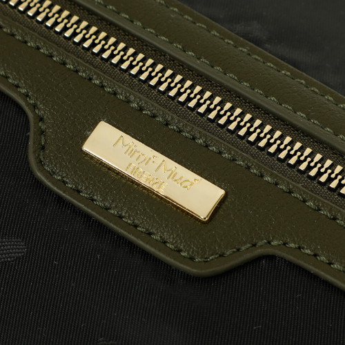 BORSA BAULETTO IN NYLON CON DETTAGLI IN PU VERDE MILITARE