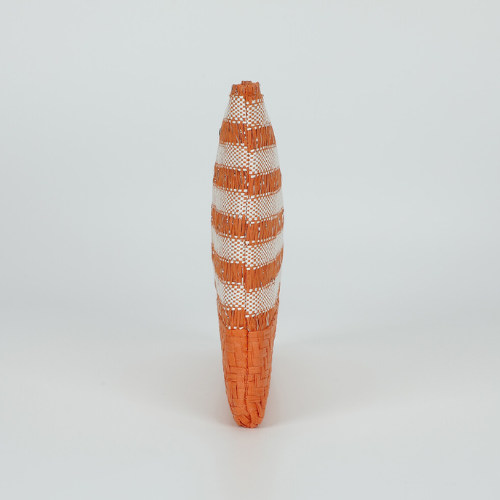 PORTAOGGETTI A RIGHE IN STRAW PAPER ARANCIO 