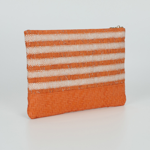 PORTAOGGETTI A RIGHE IN STRAW PAPER ARANCIO 
