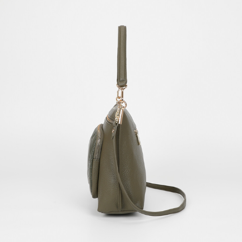 BORSA A SPALLA CON DETTAGLIO IN PIUMINO VERDE MILITARE
