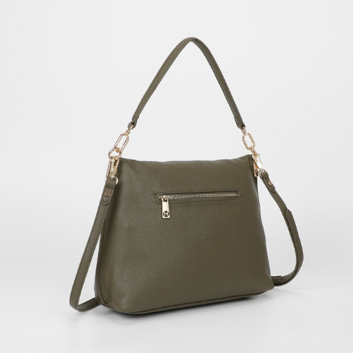 BORSA A SPALLA CON DETTAGLIO IN PIUMINO VERDE MILITARE