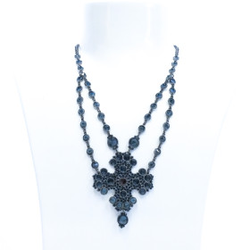 COLLANA GIROCOLLO CROCE CRISTALLI BLU ART. B000335