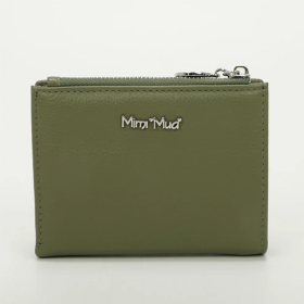 PORTAFOGLIO MEDIO IN PELLE CON ZIP LATERALE - VERDE OLIVA