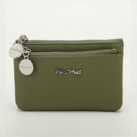 PORTAMONETE MEDIO IN PELLE CON DOPPIA ZIP - VERDE OLIVA