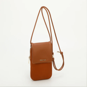 BORSA A TRACOLLA IN NYLON CON DETTAGLIO IN SIMILPE – CUOIO
