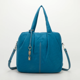 BORSA A SPALLA IN NYLON MORBIDA – BLUOTTANIO