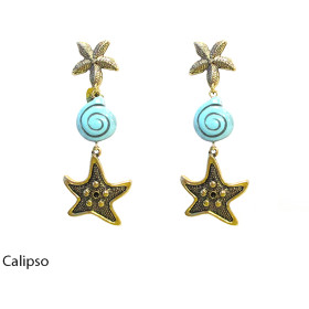 ORECCHINI A PERNO CON SPIRALE AZZURRA E STELLE MARINE