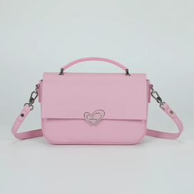 BORSA A MANO CON PATTA E CHIUSURA A CUORE ROSA