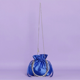 BORSA SACCHETTO CON MANICO IN STRASS Bluette
