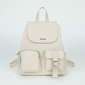 ZAINO IN NYLON CON TASCHE BEIGE