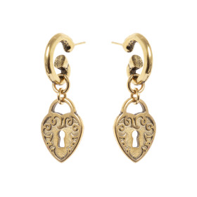 ORECCHINI SEMICERCHIO CON LUCCHETTO A FORMA DI CUORE ORO ART.330812