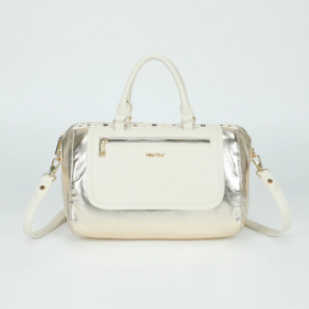 BORSA BAULETTO EFFETTO LAMINATO BIANCO