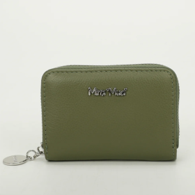 PORTAFOGLIO PICCOLO IN PELLE CON ZIP - VERDE OLIVA