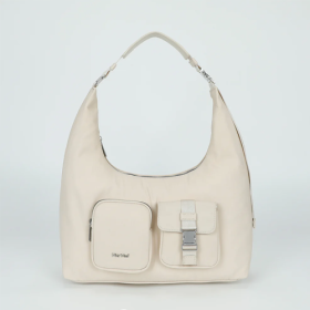 BORSA A SACCA IN NYLON CON TASCHE BEIGE