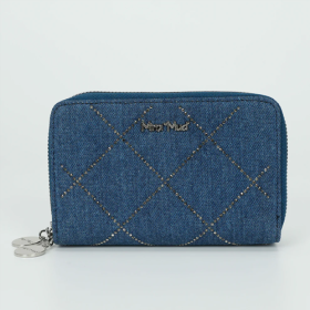 PORTAFOGLIO MEDIO IN JEANS CON STRASS BLU SCURO