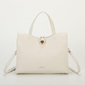 BORSA SHOPPING CON CHIUSURA A BOTTONE BIANCO