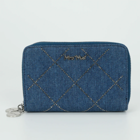 PORTAFOGLIO MEDIO IN JEANS CON STRASS BLU MEDIO