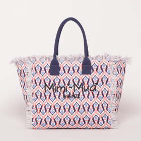 BORSA SHOPPER GRANDE IN FANTASIA ARANCIO/BLU