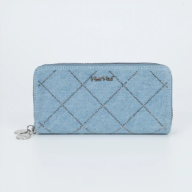 PORTAFOGLIO GRANDE IN JEANS CON STRASS