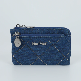 PORTAFOGLIO PICCOLO IN JEANS CON STRASS BLU SCURO