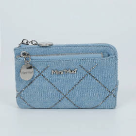 PORTAFOGLIO PICCOLO IN JEANS CON STRASS BLU MEDIO