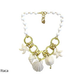 COLLANA ITACA CORTA RESINA E METALLO BIANCO
