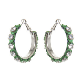 ORECCHINI A SEMI-CERCHIO PICCOLO CON CORDINO E CRISTALLI VERDE ART. 750685B