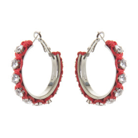 ORECCHINI A SEMI-CERCHIO PICCOLO CON CORDINO E CRISTALLI ROSSO ART. 750685T