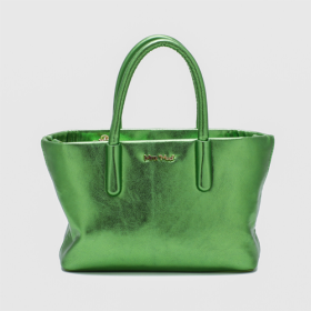 BORSA A MANO EFFETTO LAMINATO VERDE MENTA