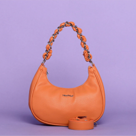 BORSA A SPALLA CON CATENA E INTRECCIO Mandarino