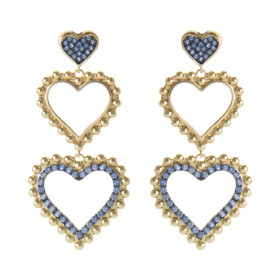ORECCHINI A PERNO DORATI CON CUORI BLU ART. 911263H