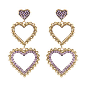ORECCHINI A PERNO DORATI CON CUORI ROSA ART. 911263X