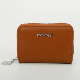 PORTAFOGLIO PICCOLO IN PELLE CON ZIP -CUOIO