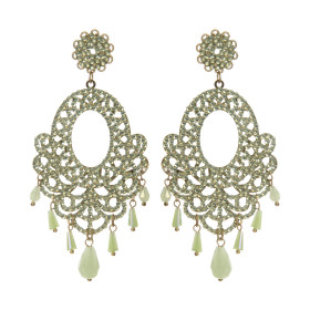 ORECCHINI A PERNO CON PENDENTE VERDE ART. 953283B