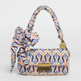 BORSA A MANO TRAPUNTATA IN FANTASIA - ARANCIO/BLU 