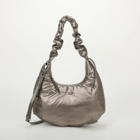 BORSA HOBO IN NYLON CON MANICO ARRICCIATO CANNA DI FUCILE 