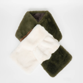 GIROCOLLO TRICOLOR EFFETTO PELLICCIA VERDE MILITARE