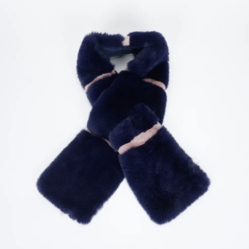 GIROCOLLO EFFETTO PELLICCIA CON STRISCE ALTERNATE BLU