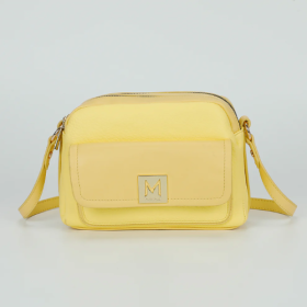 BORSA A TRACOLLA CON PATTA LISCIA GIALLO CHIARO 