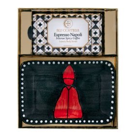 Napoli Espresso Soap Scrub & Ceramic Dish Box Set
