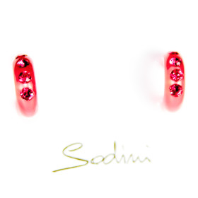ORECCHINO A PERNO CON SEMICERCHIO CORALLO CON STRASS ART. B000561