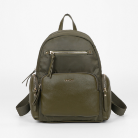 ZAINO IN NYLON CON DETTAGLI IN PU VERDE MILITARE