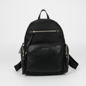 ZAINO IN NYLON CON DETTAGLI IN PU NERO