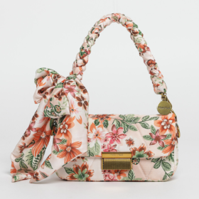 BORSA A MANO TRAPUNTATA IN FANTASIA - PANNA/ARANCIO