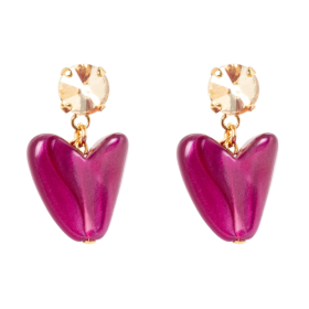 Orecchini cristallo e cuore stilizzato Demetra - Viola