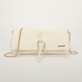POCHETTE CON ACCESSORIO DORATO BIANCA