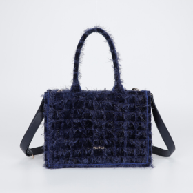 BORSA SHOPPER MEDIA IN TWEED BLU