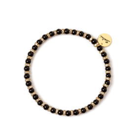 Bracciale elastico piccole perle e anellini Drusilla - Nero