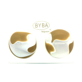 orecchino a clip effetto marmorizzato bianco e beige art. 460644D
