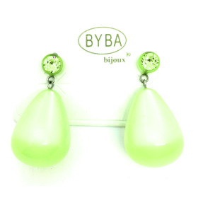 orecchino a perno  con strass e goccia madreperlata lime art. 962071A